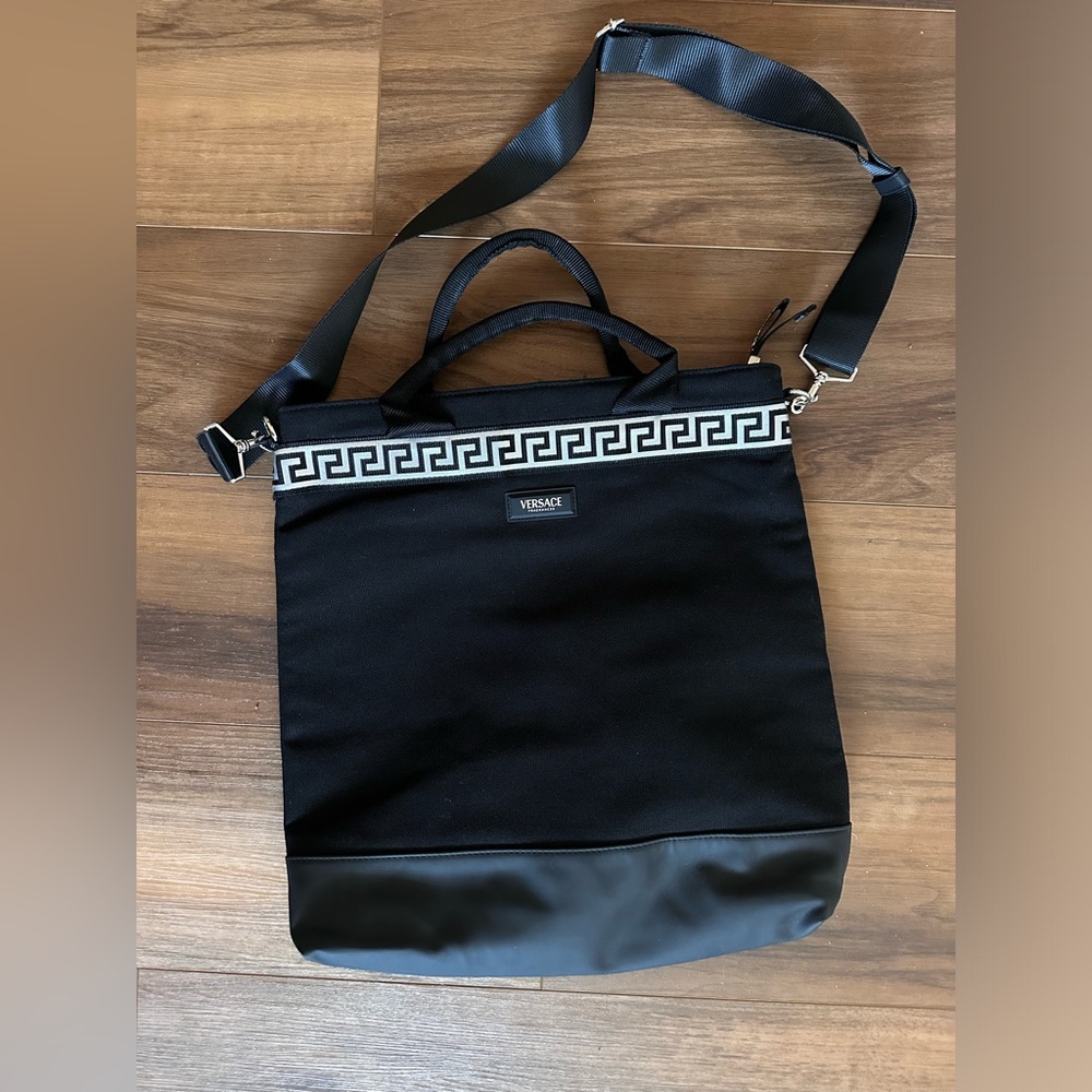 VERSACE FRAGRANCES Black Canvas Tote/Crossbody Bag